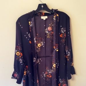 ☆Loft Black Floral Button Up Dress☆